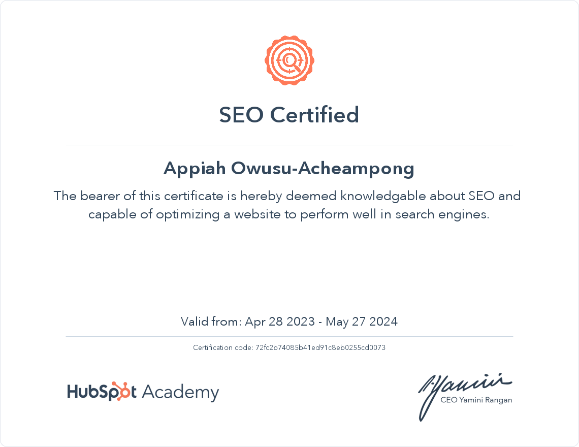 Your certificate