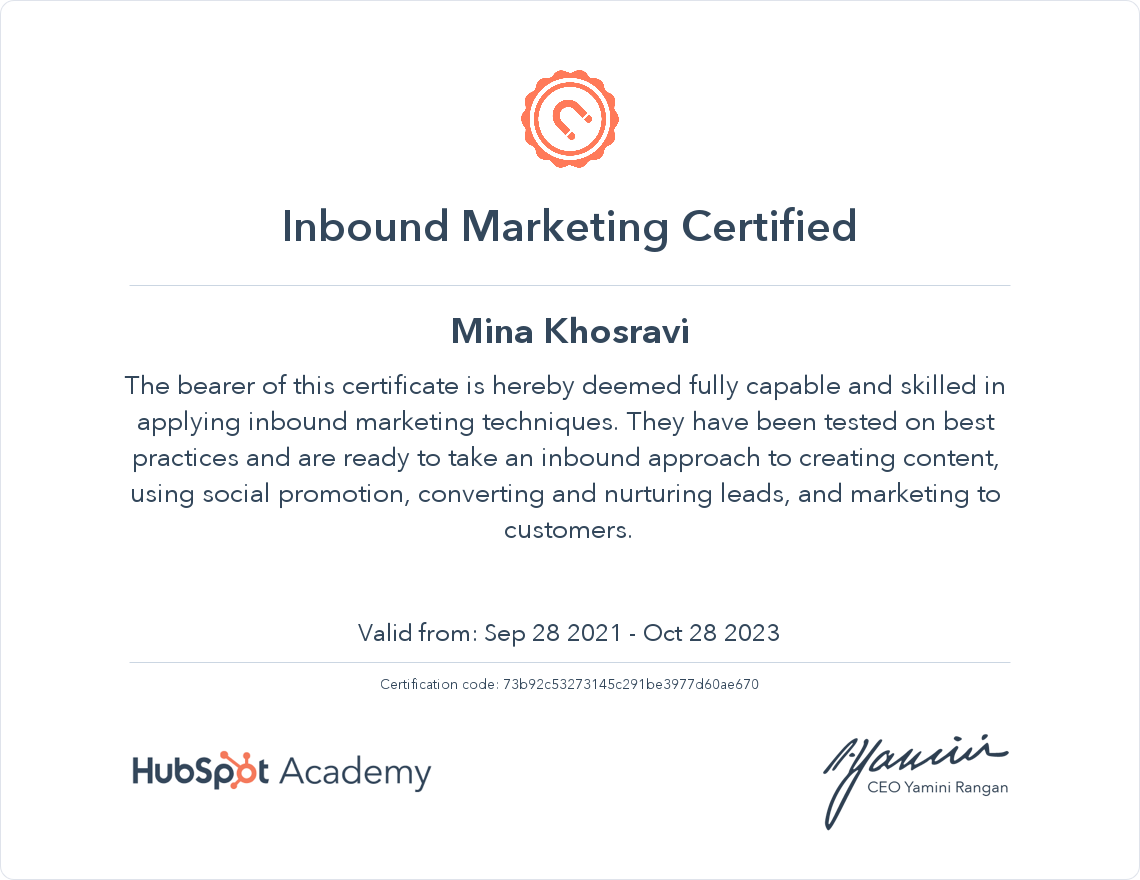 Your certificate