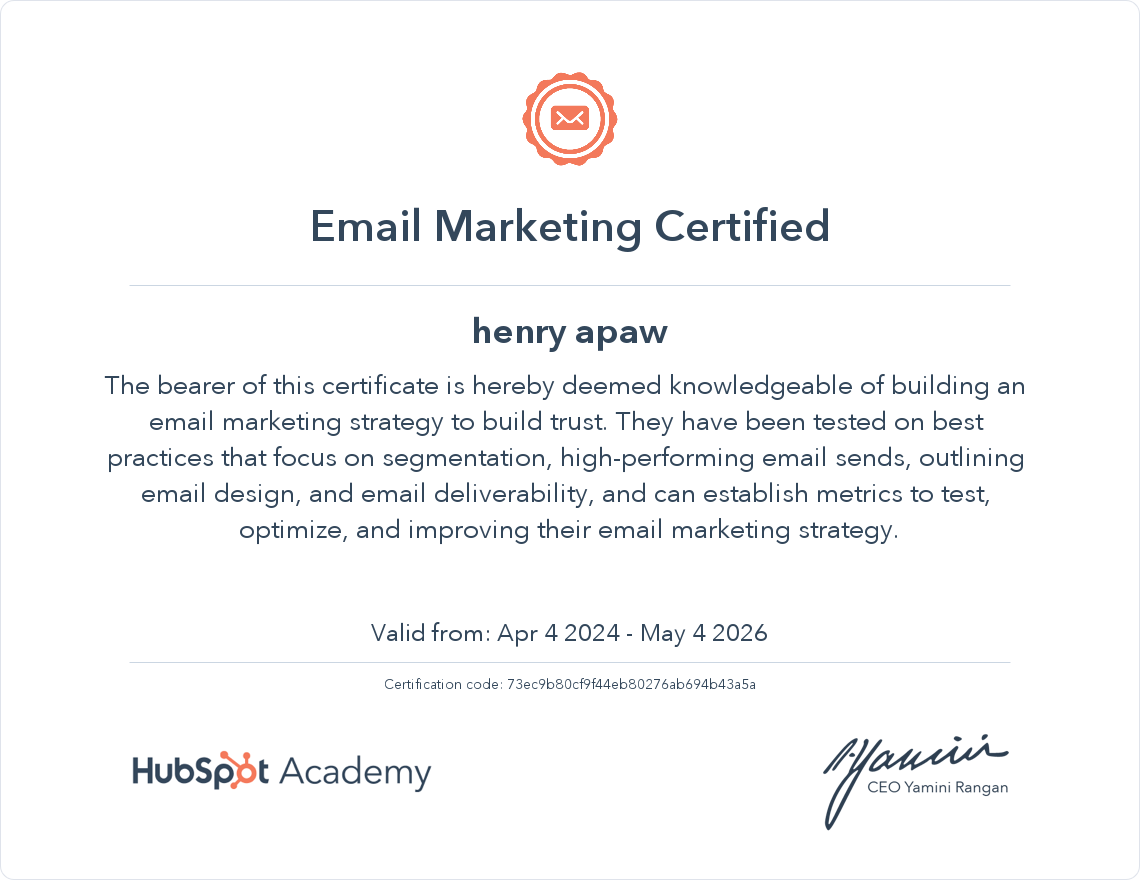 Your certificate