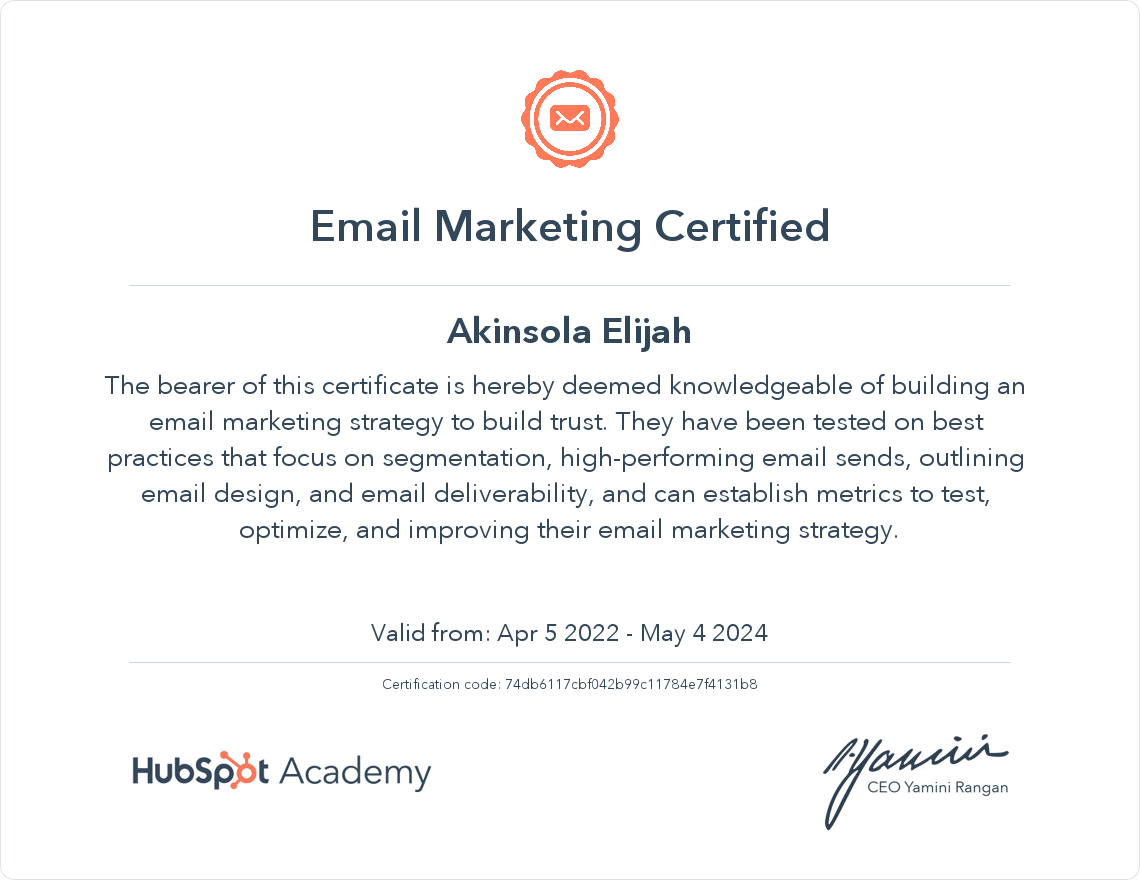 Your certificate