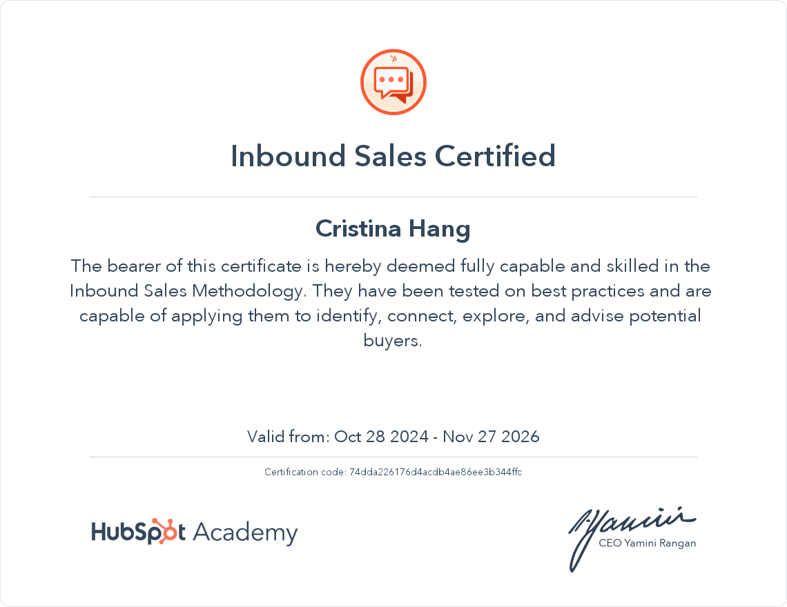 Your certificate