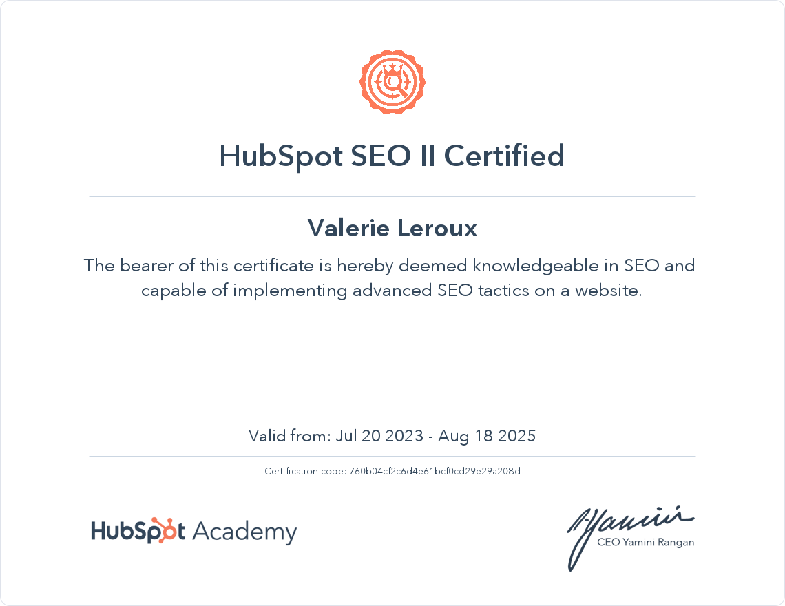 Your certificate
