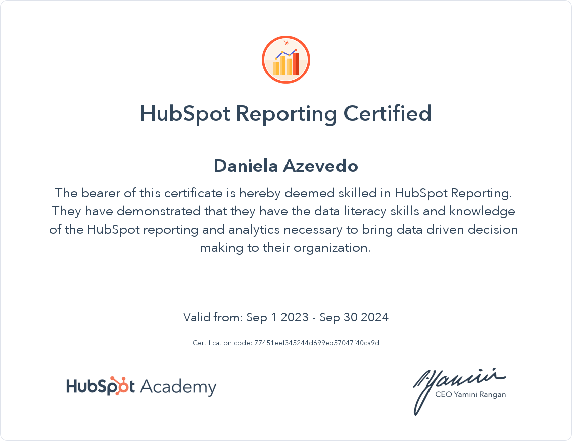 HubSpot Academy HubSpot Reporting Certification