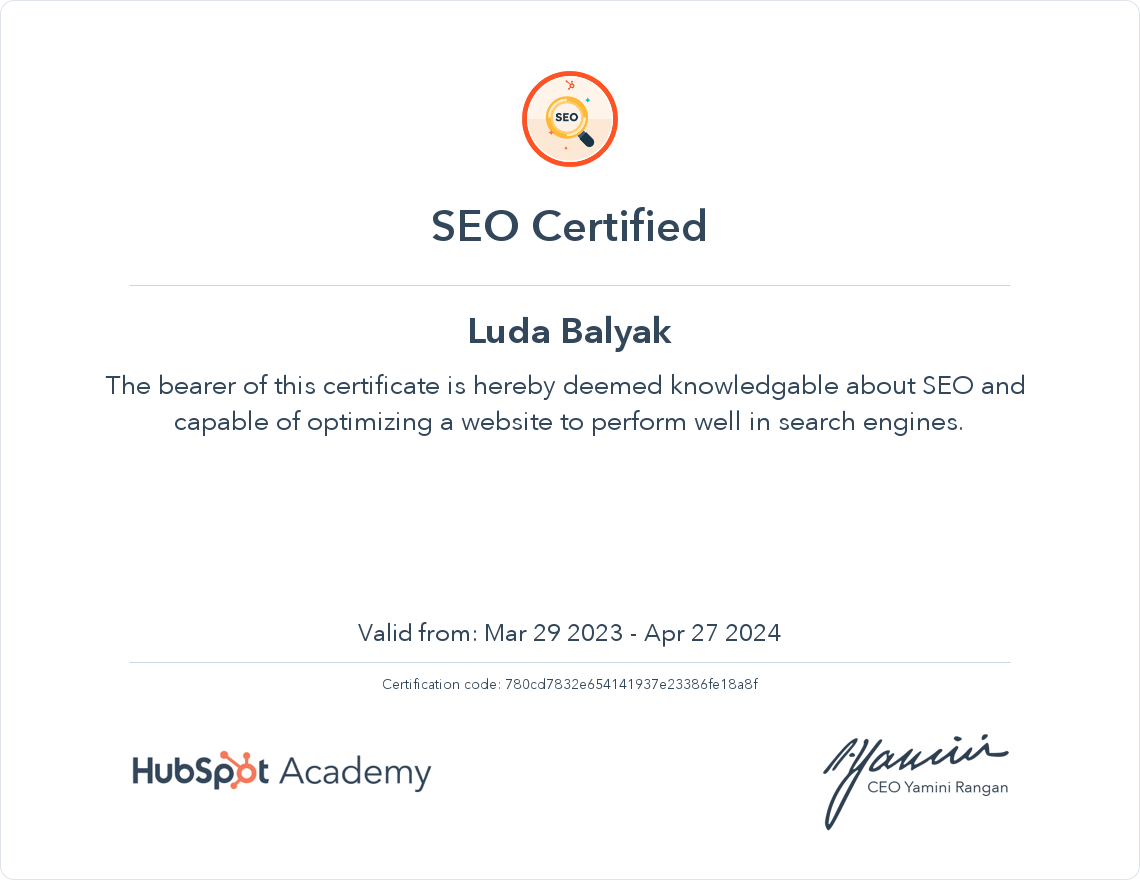 Your certificate