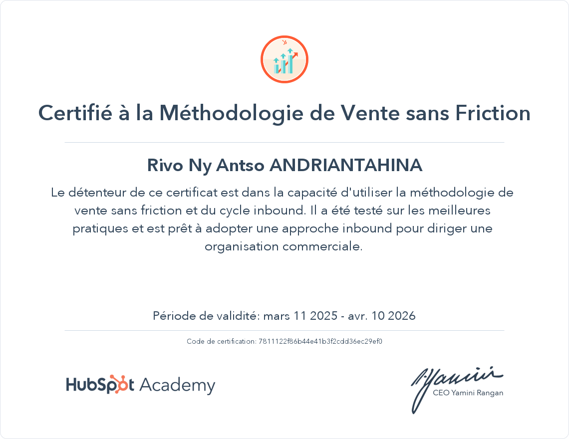 Votre certificat