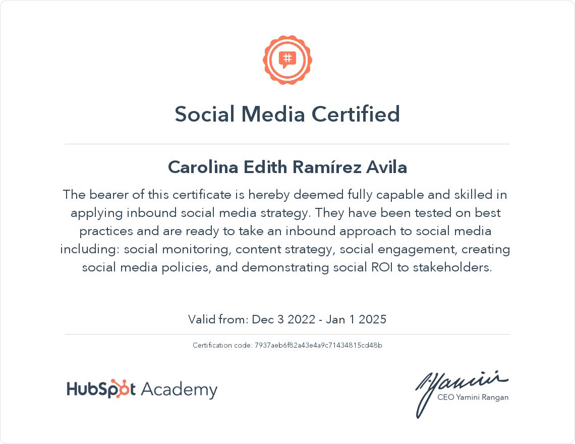 HubSpot Academy Social Media Marketing Certification