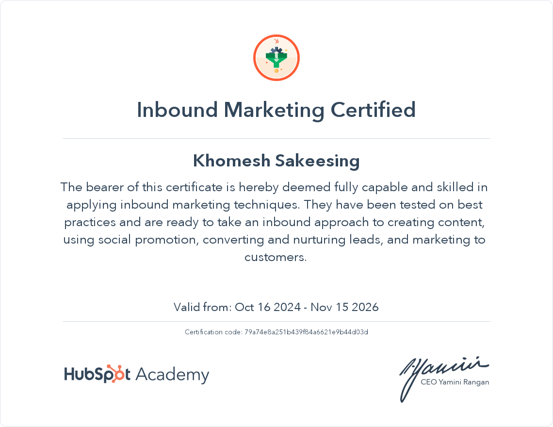 Your certificate