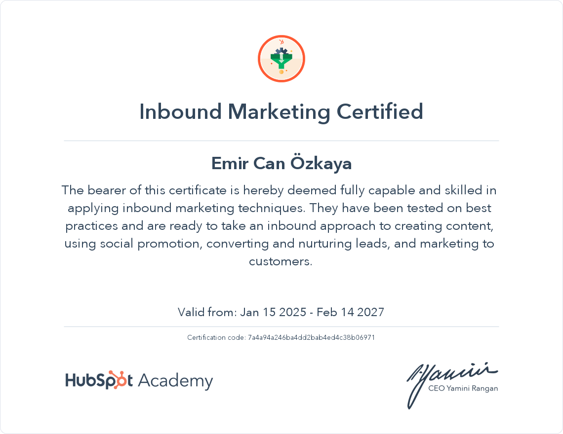 Your certificate
