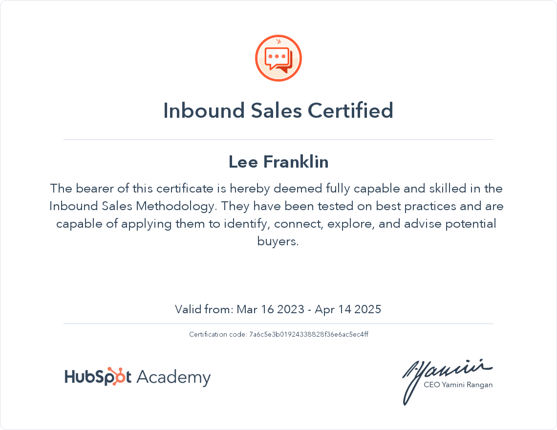Your certificate