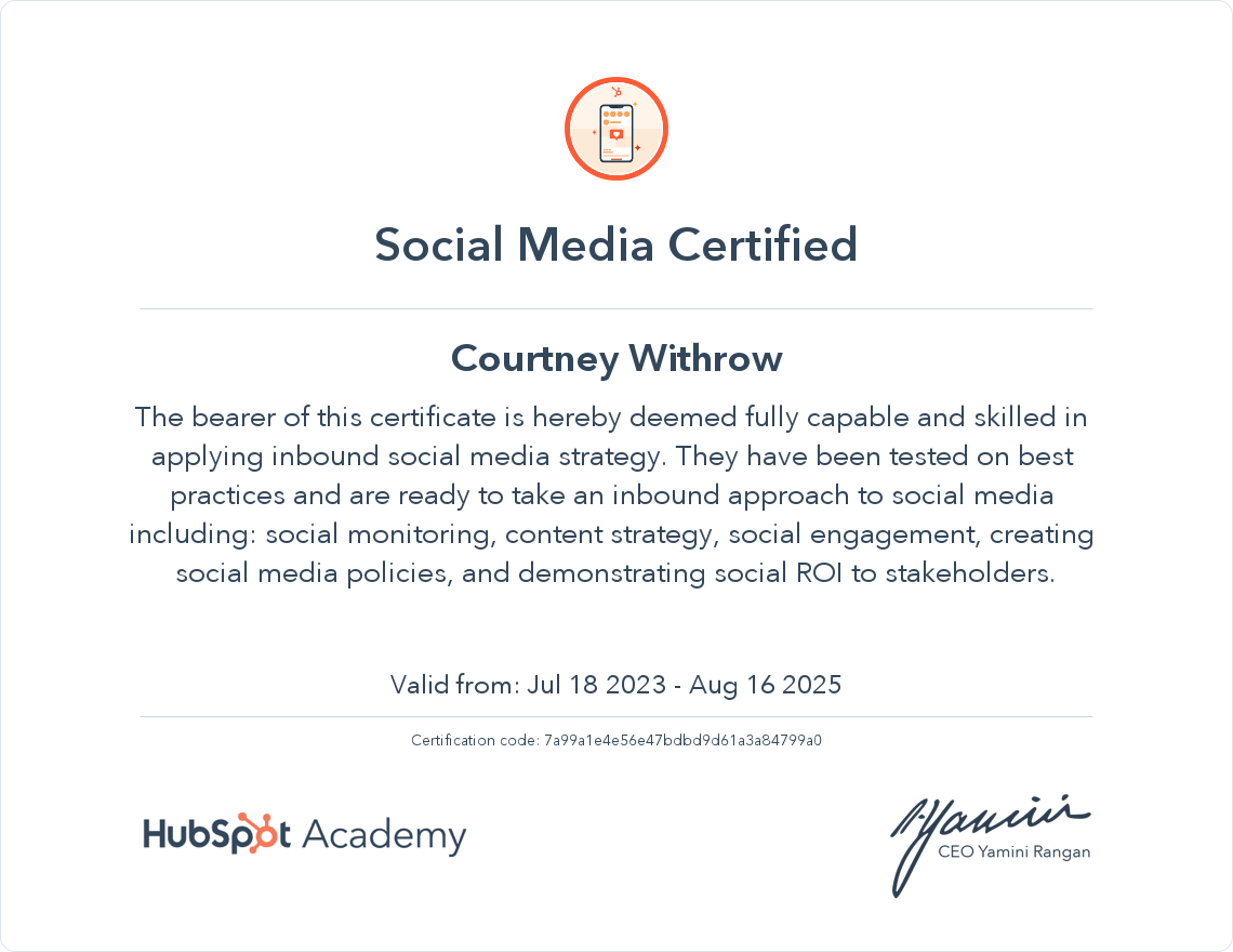 Your certificate