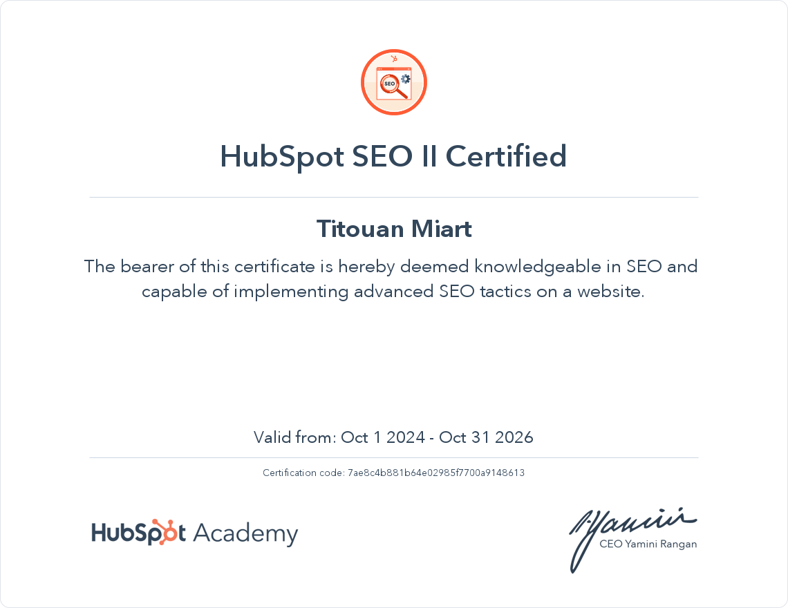 Your certificate