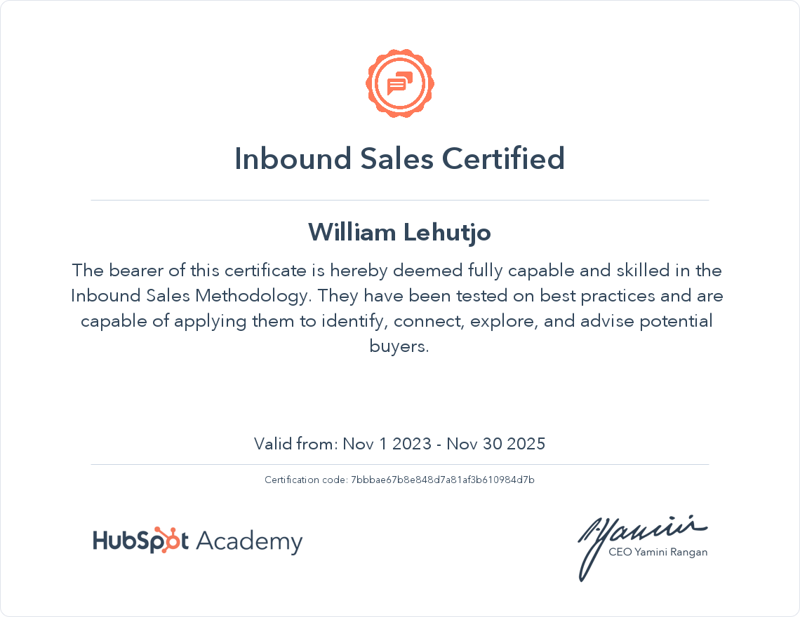 Your certificate