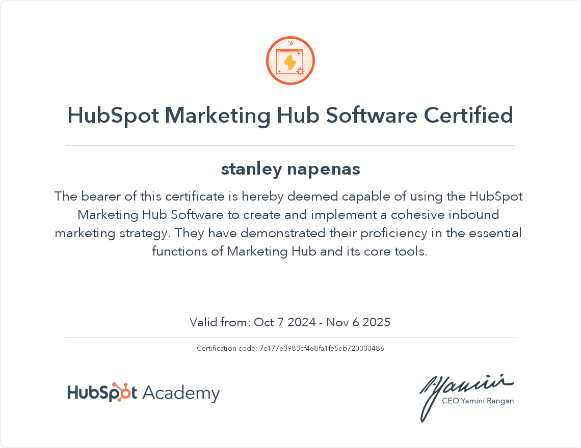 Your certificate