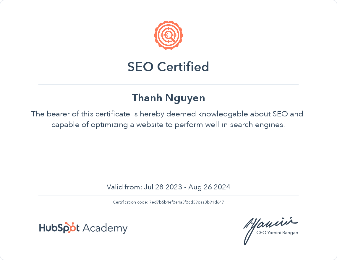 Your certificate
