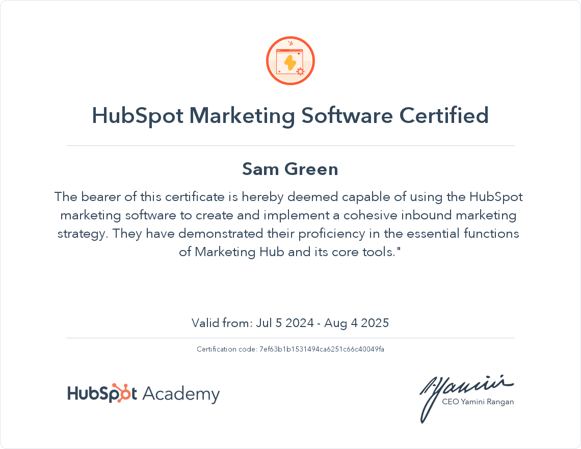 Your certificate