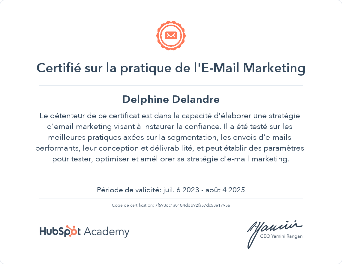 Votre certificat