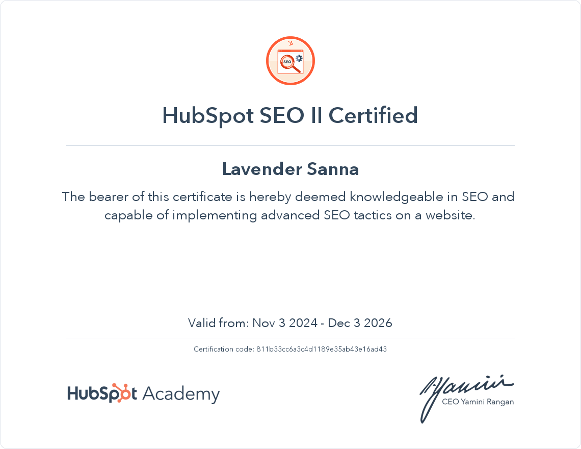 Your certificate
