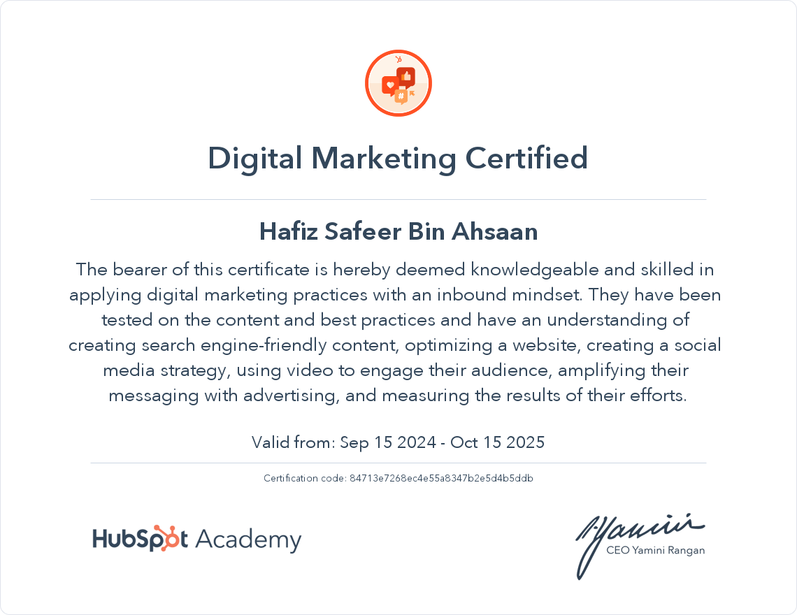Your certificate