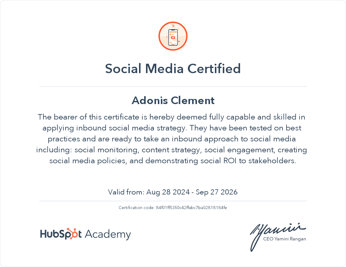 Your certificate