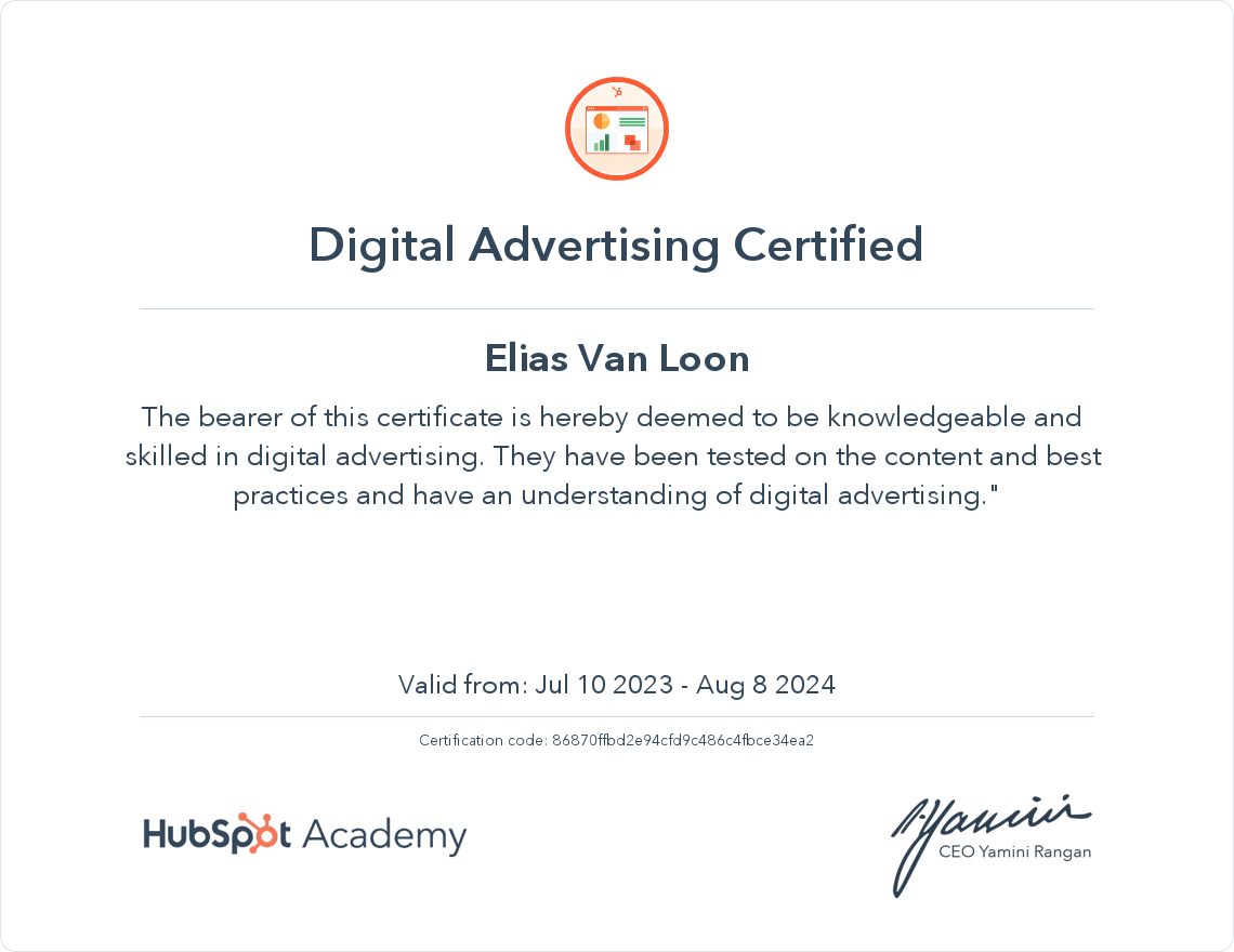 Your certificate