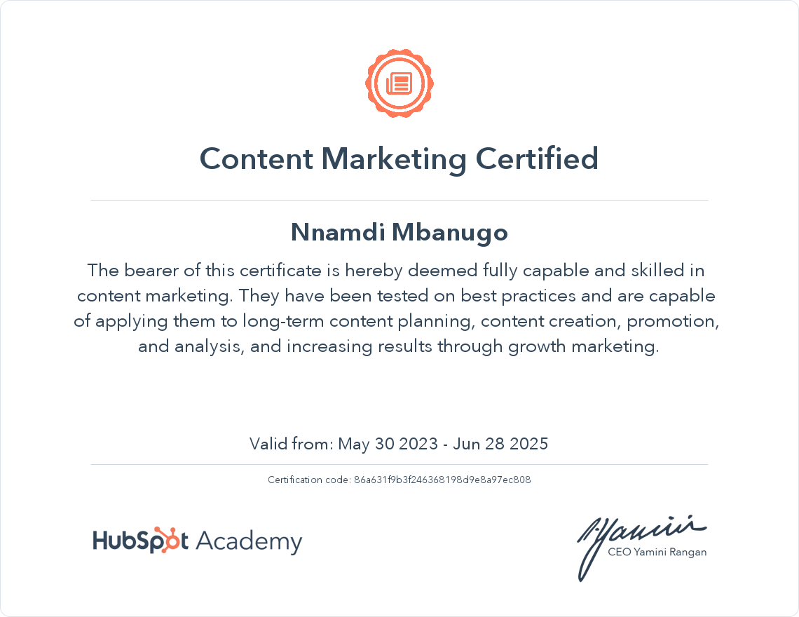 Your certificate