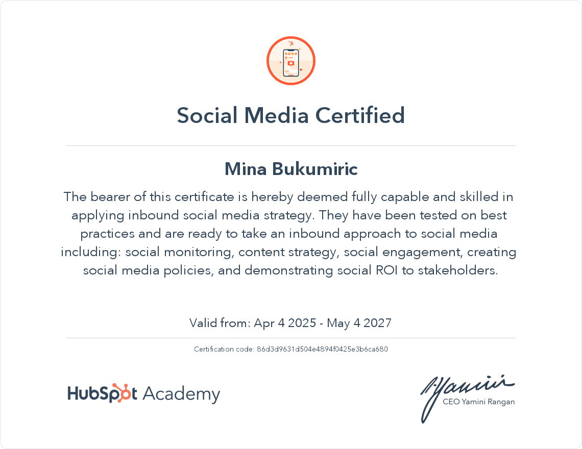 Your certificate