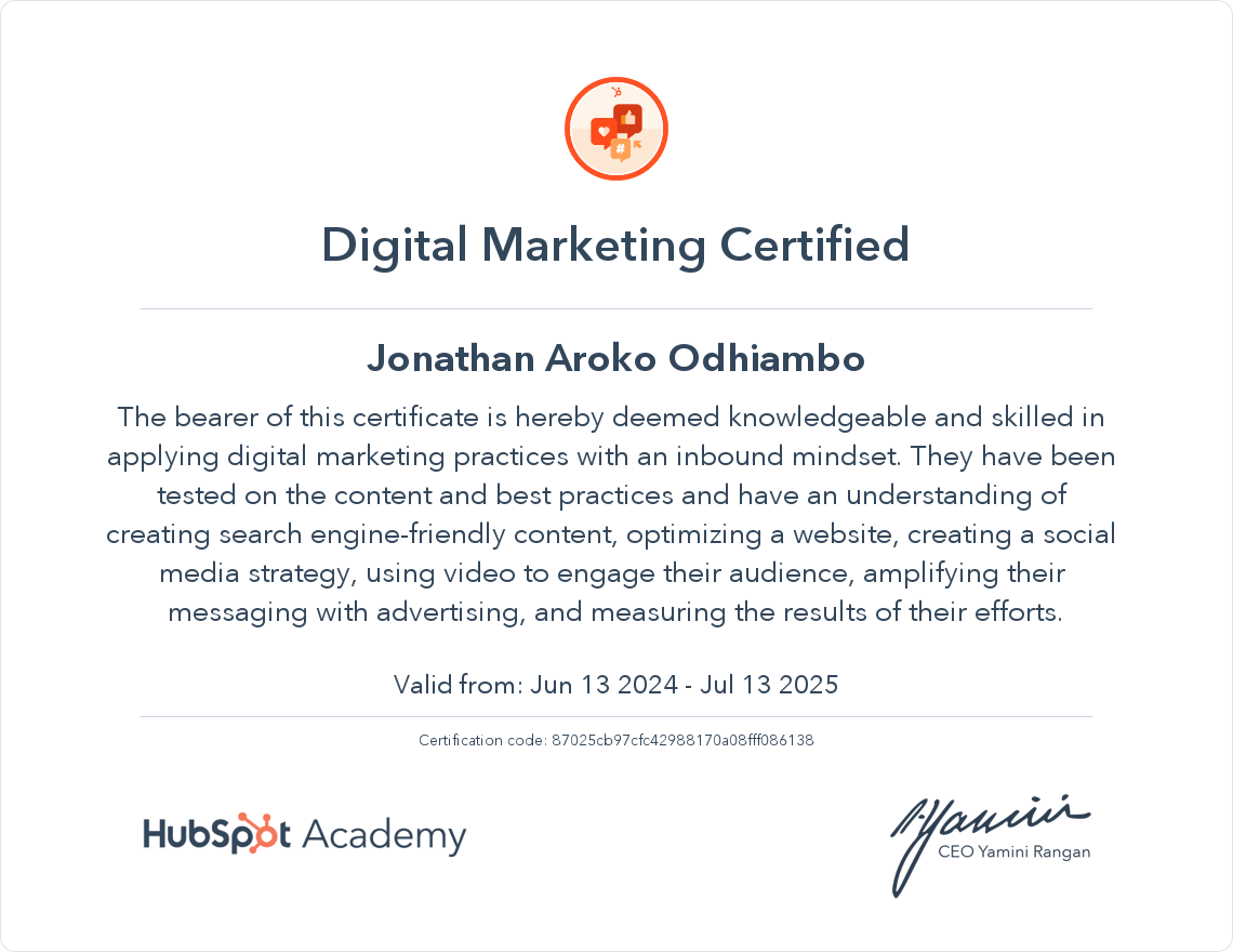 Your certificate