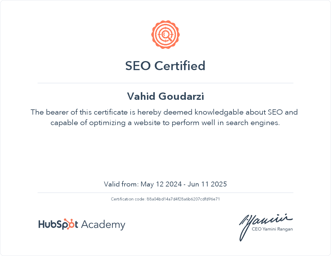 Your certificate