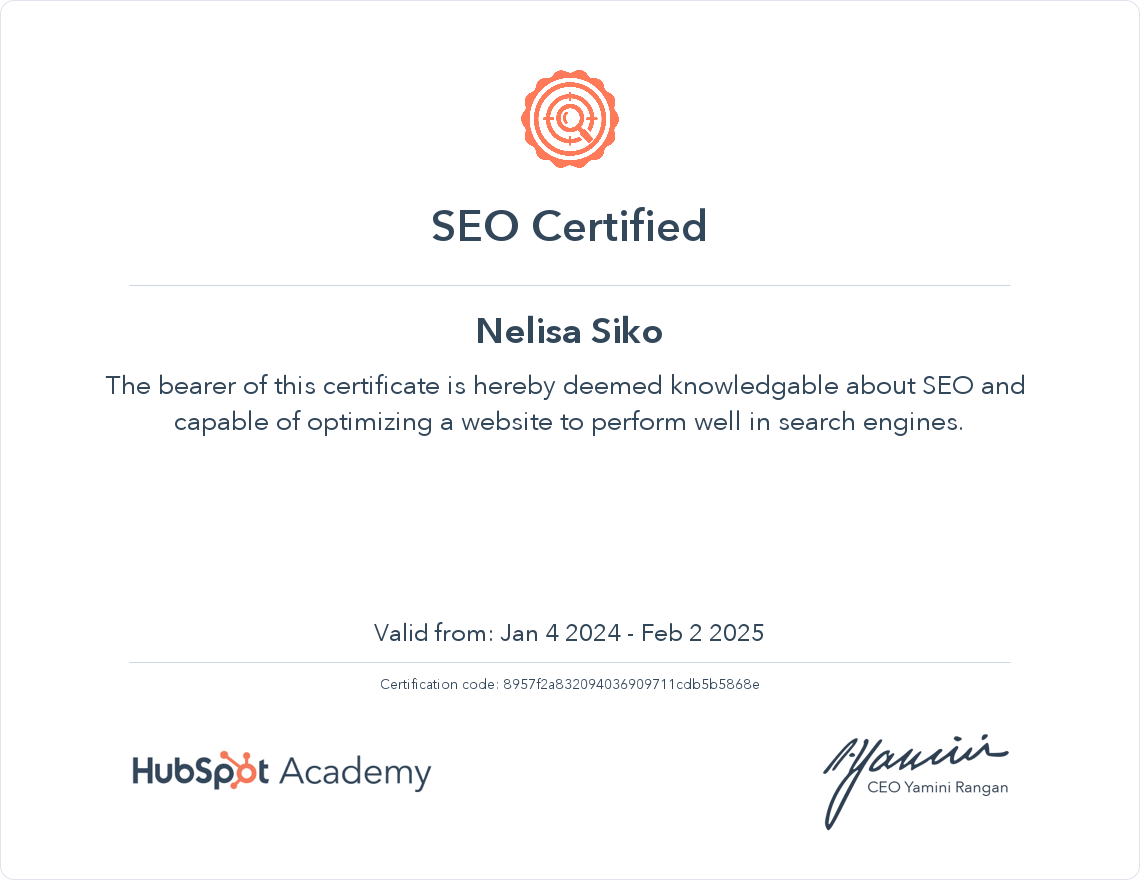 Your certificate