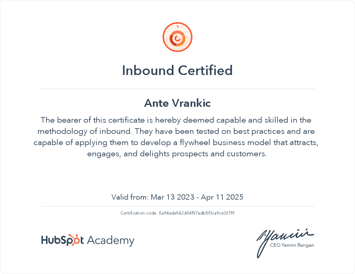 Your certificate