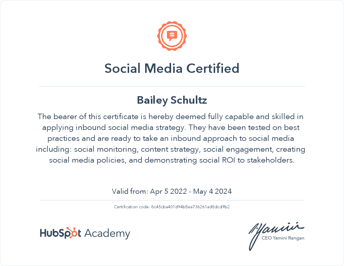 Your certificate