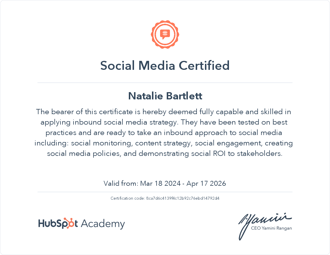 Your certificate