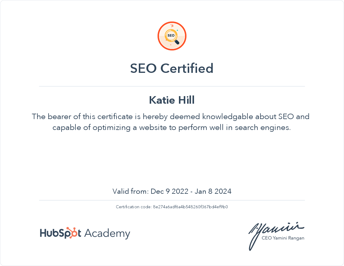 Your certificate