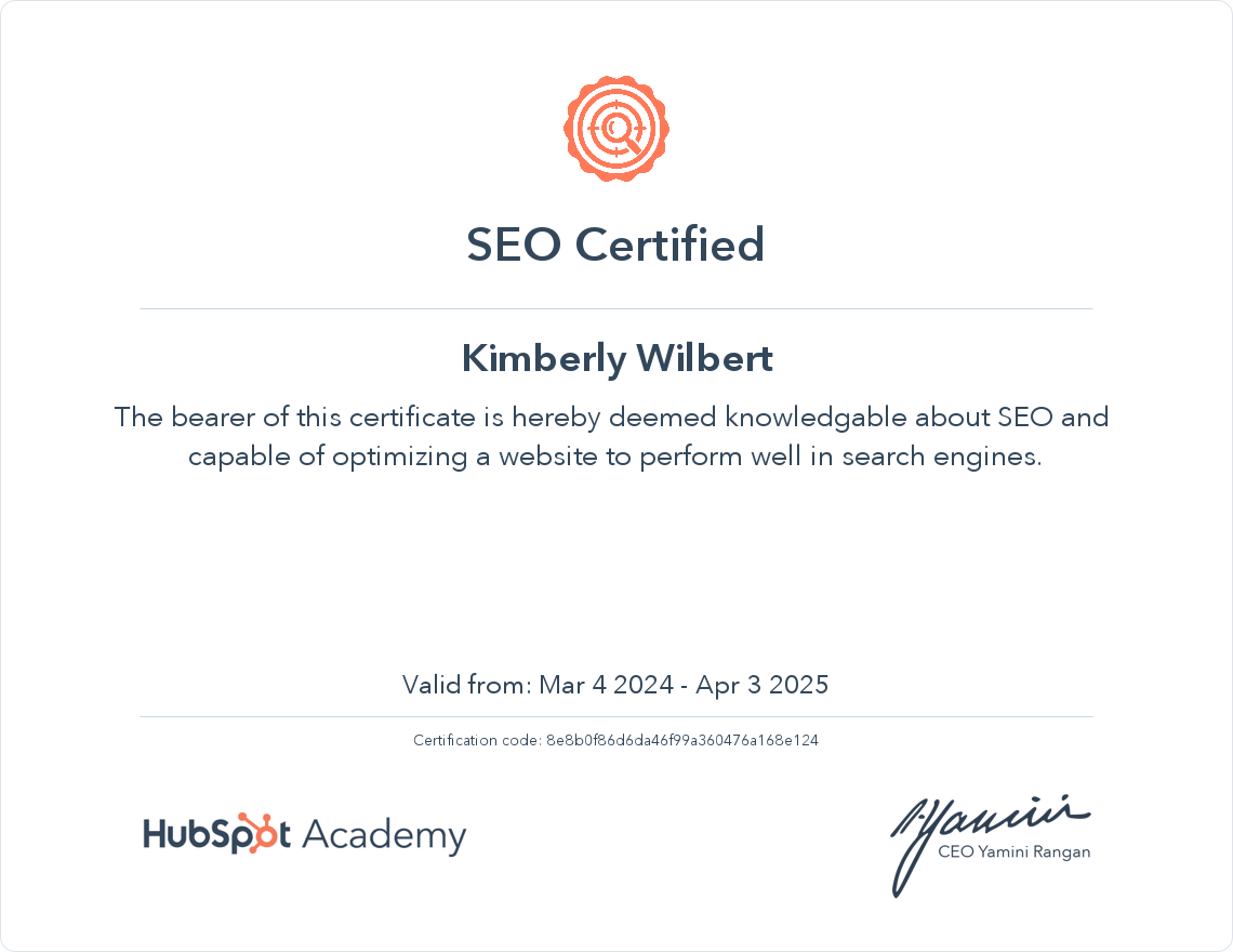 Your certificate