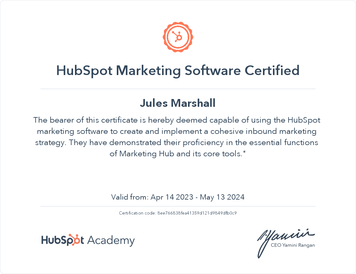 Your certificate
