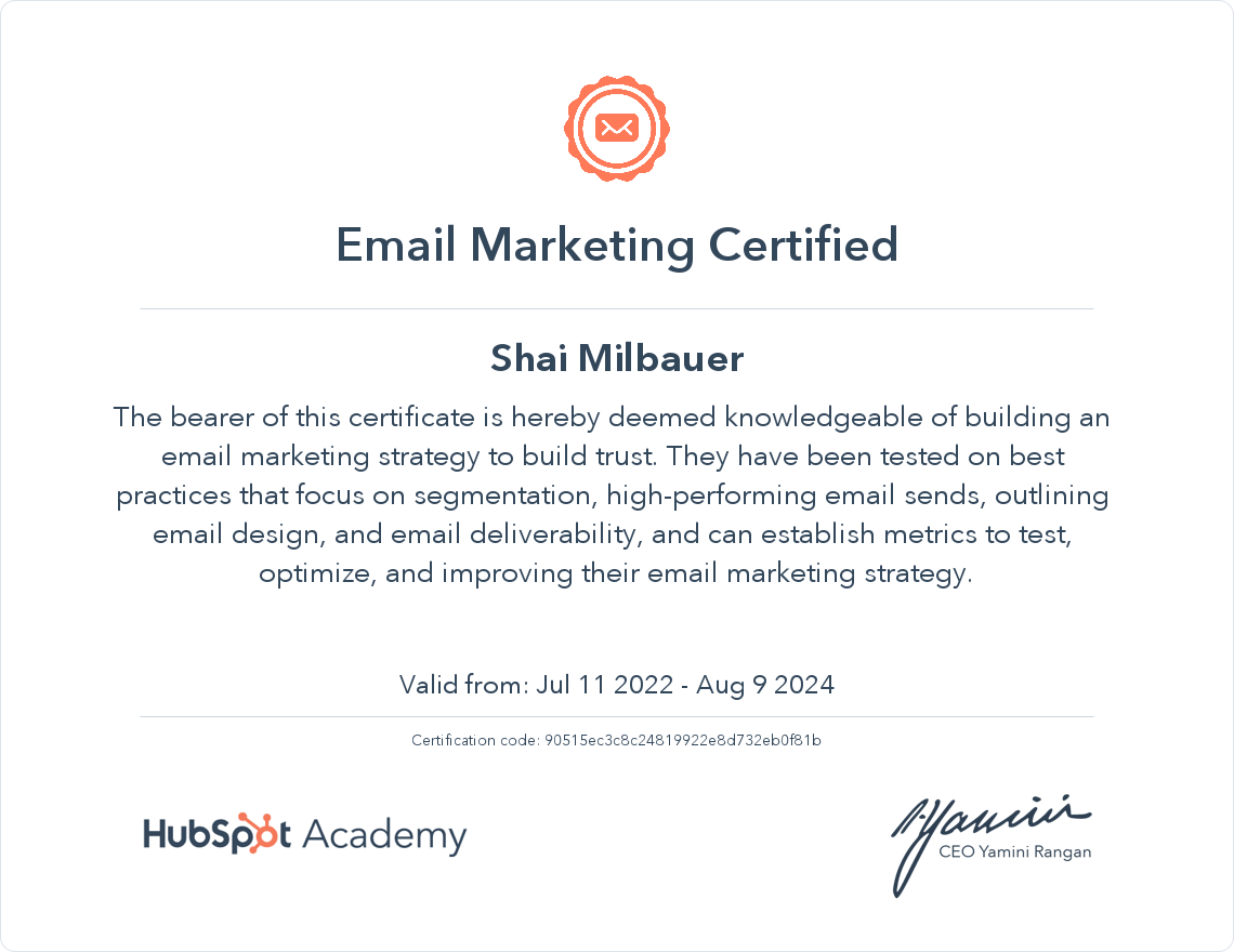 Your certificate