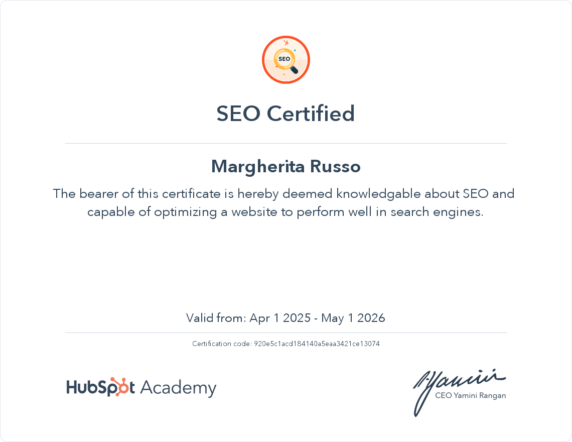 Your certificate