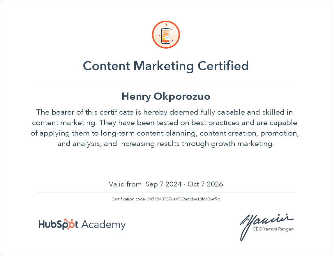 Your certificate