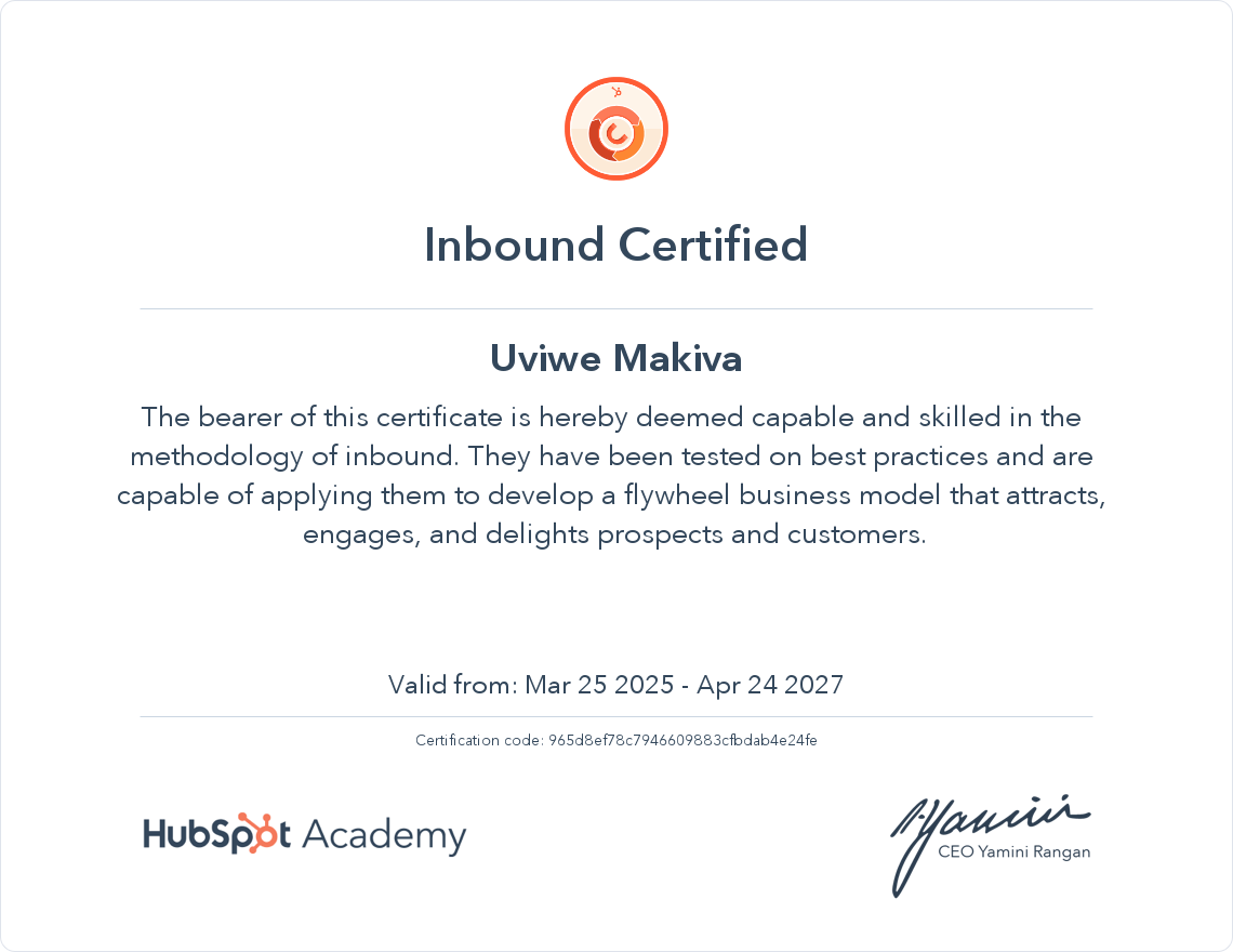 Your certificate