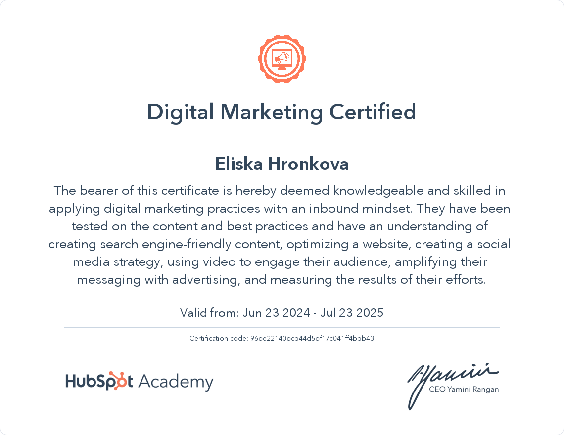 Your certificate