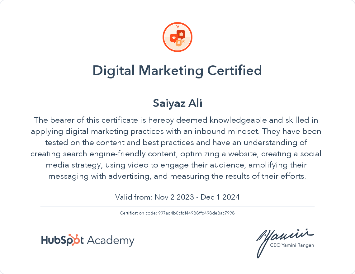 Your certificate