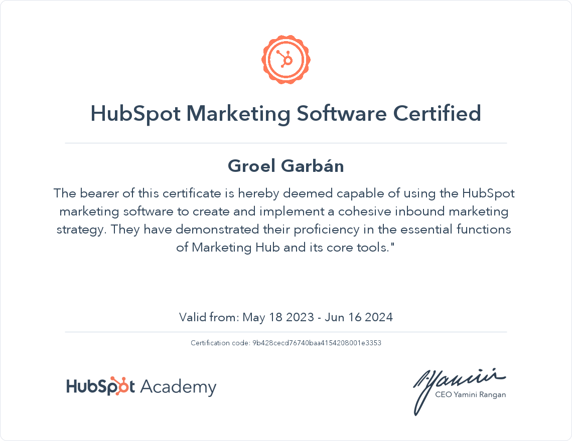 HubSpot Academy HubSpot Marketing Software Certification