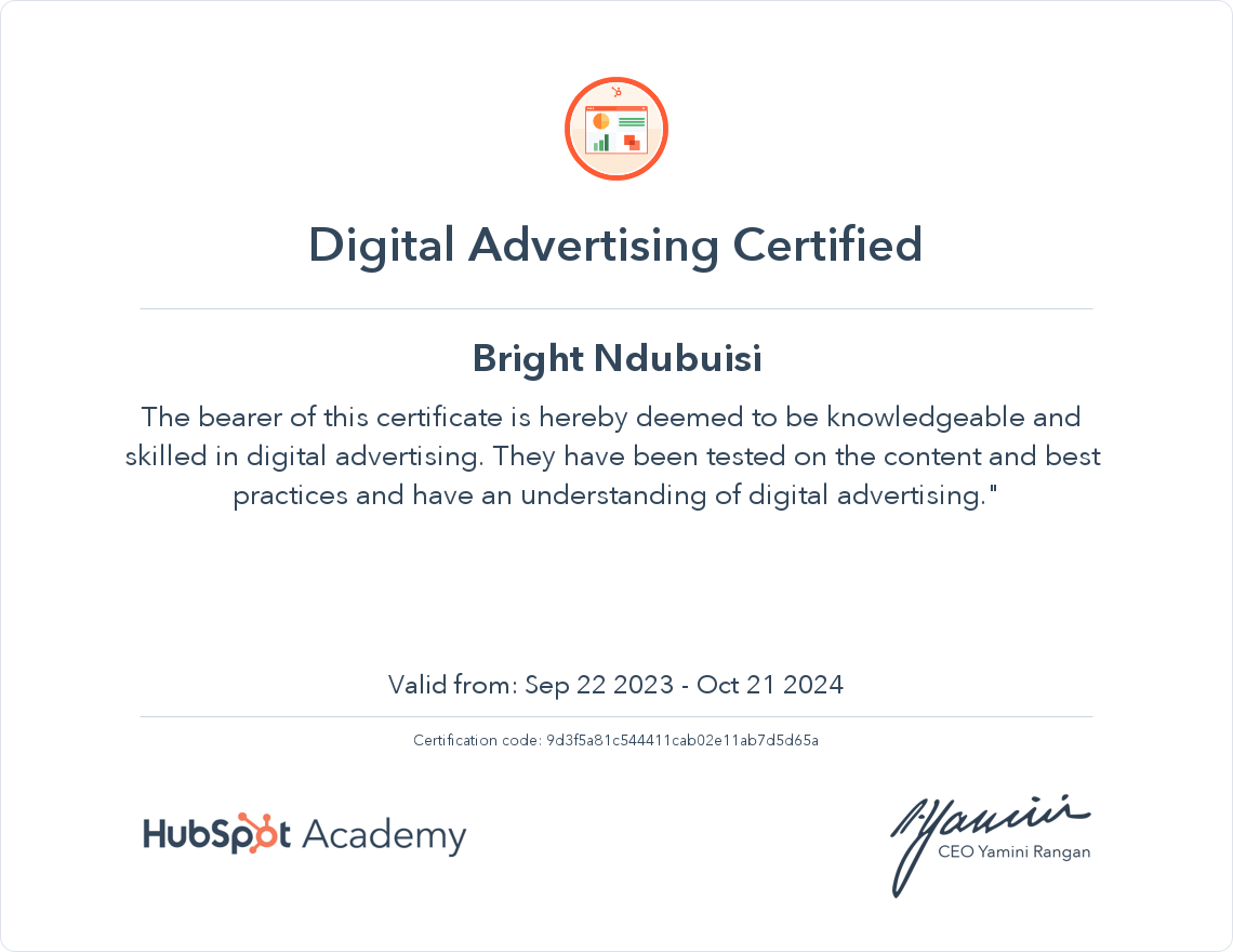 Your certificate