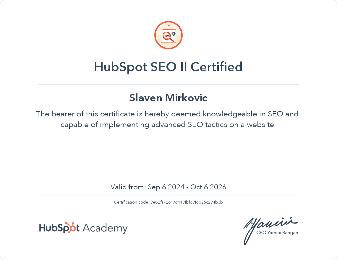Your certificate