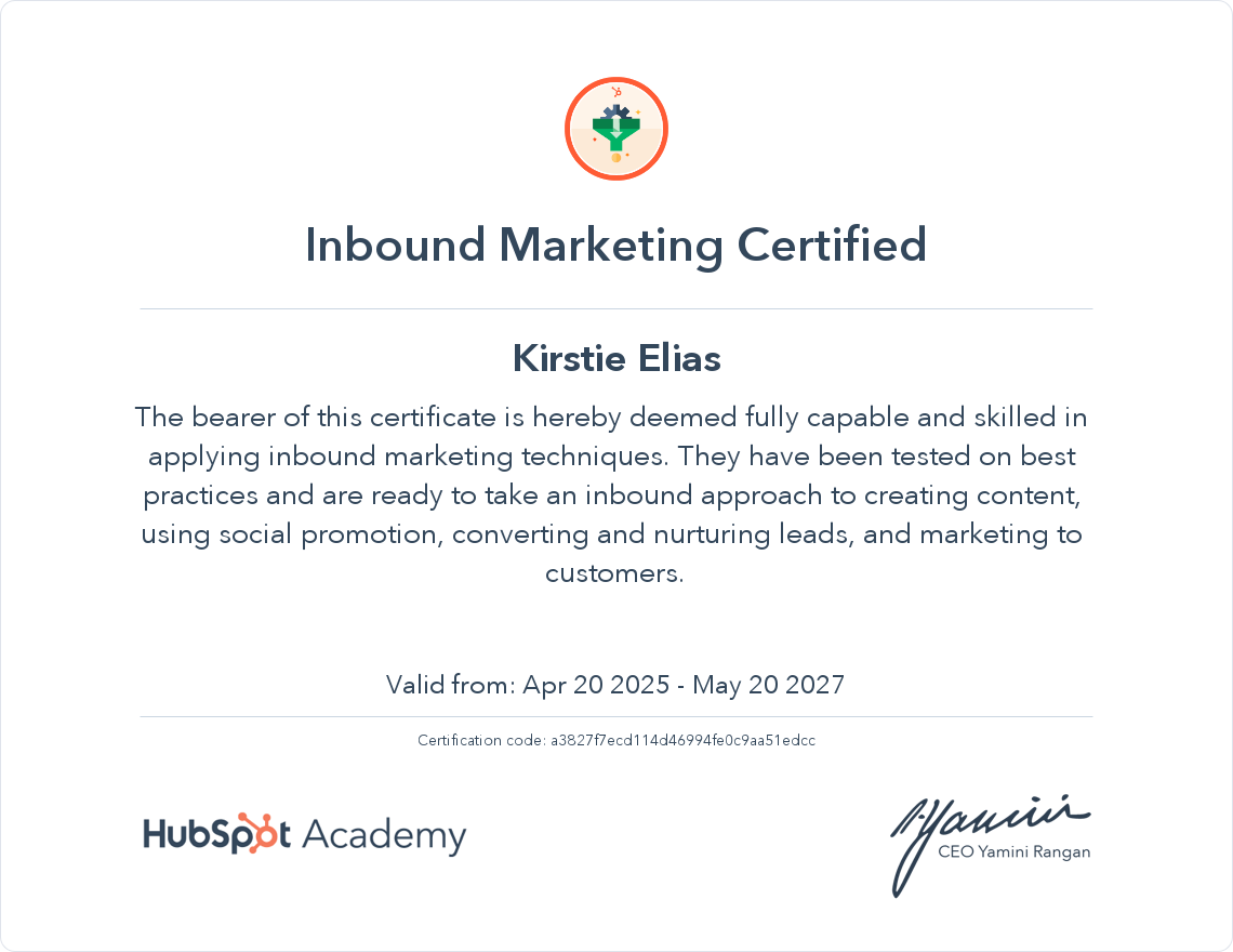 Your certificate