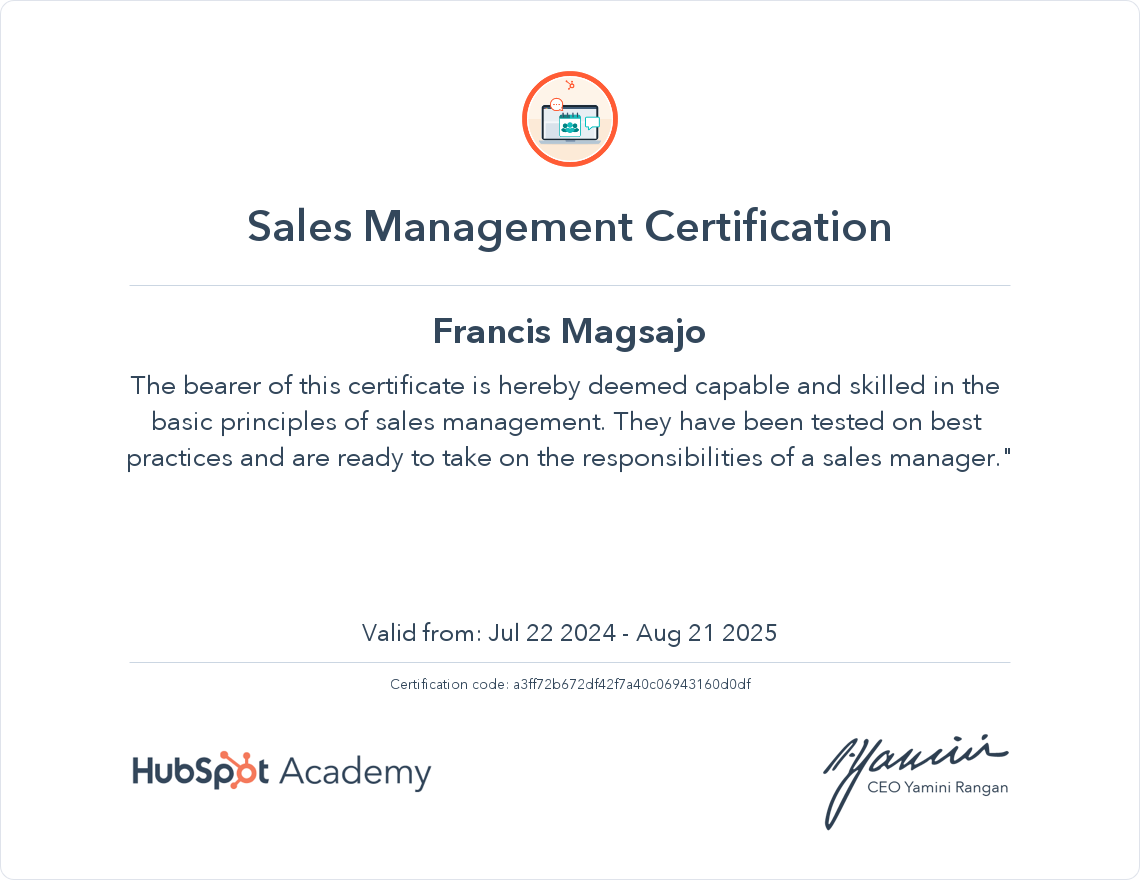 Your certificate