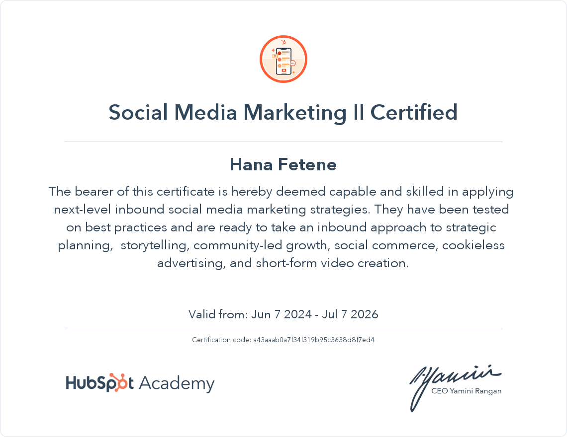 Your certificate