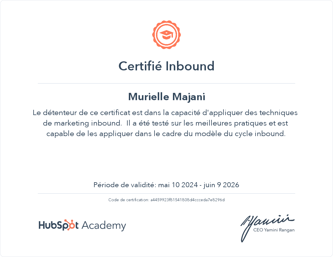Votre certificat