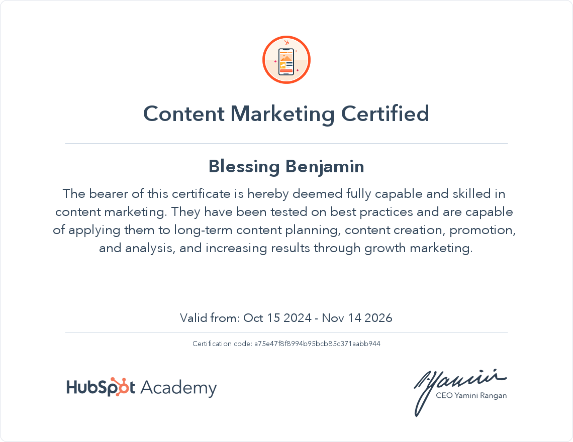 Your certificate