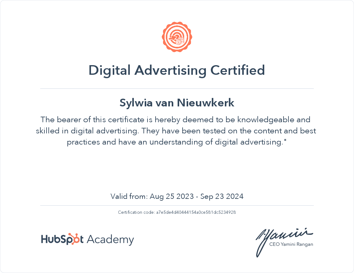 Your certificate